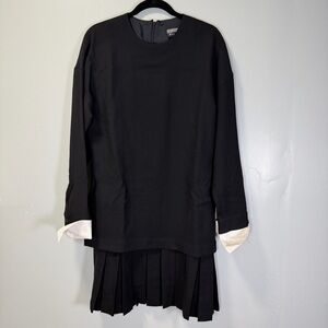 Vintage Ellen Tracy Black and White Wool Dress with‎ Pleated Skirt NWT Sz 8